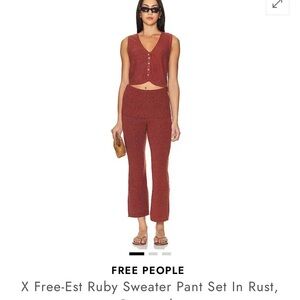 Free People Rust Knit Pant Set